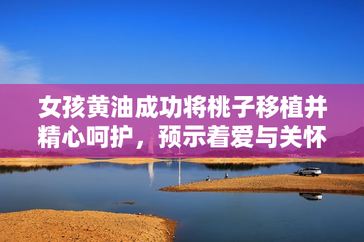 女孩黄油成功将桃子移植并精心呵护，预示着爱与关怀的蓬勃生长